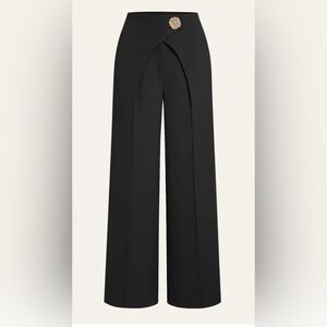 Commense Black Straight Leg Pants with Gold Accent